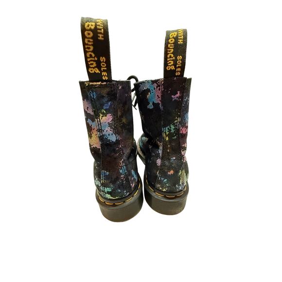 Dr Martens 1460 Pascal Black Paint Splatter Suede Boots US 5 UK 3 Multicolor - Picture 4 of 6